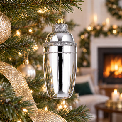Bar Cocktail Shaker Glass Christmas Ornament