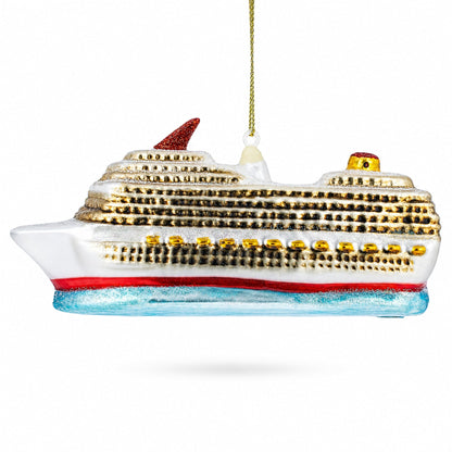 Cruise Ship Glass Christmas Ornament