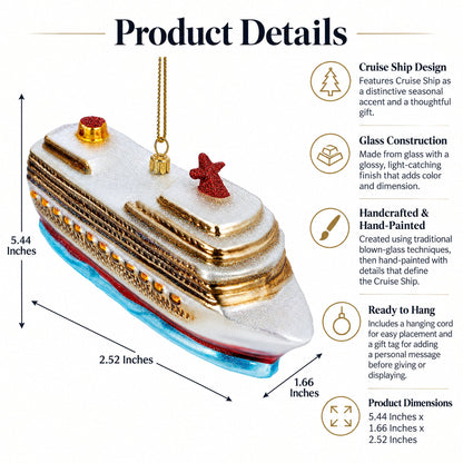 Cruise Ship Glass Christmas Ornament