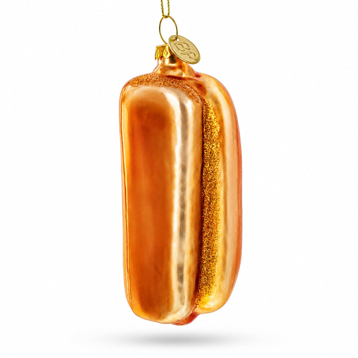 Hot Dog with Mustard Glass Christmas Ornament