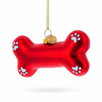 Red Bone Glass Christmas Ornament