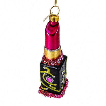 Red Lipstick Glass Christmas Ornament