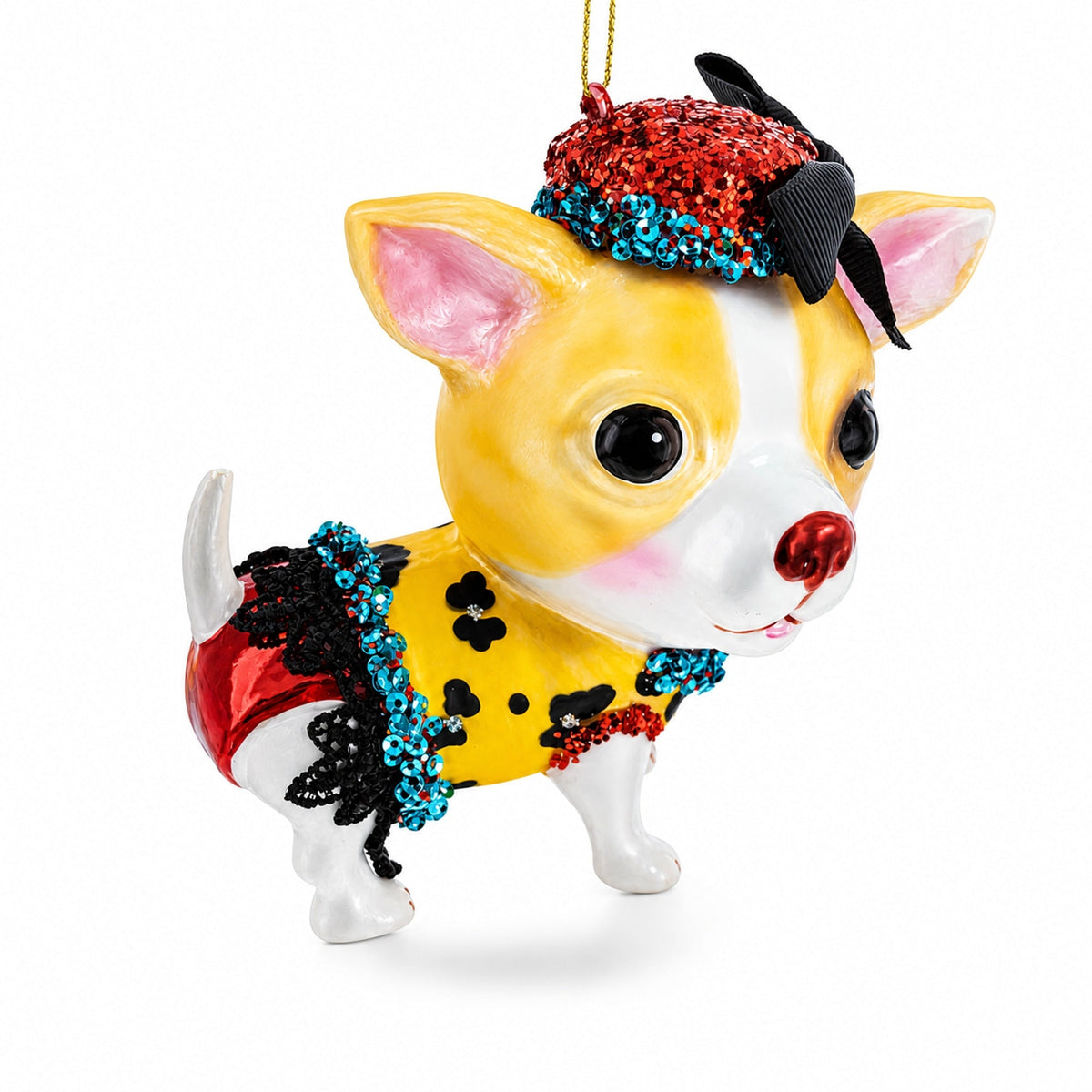 Chic Chihuahua Glass Christmas Ornament
