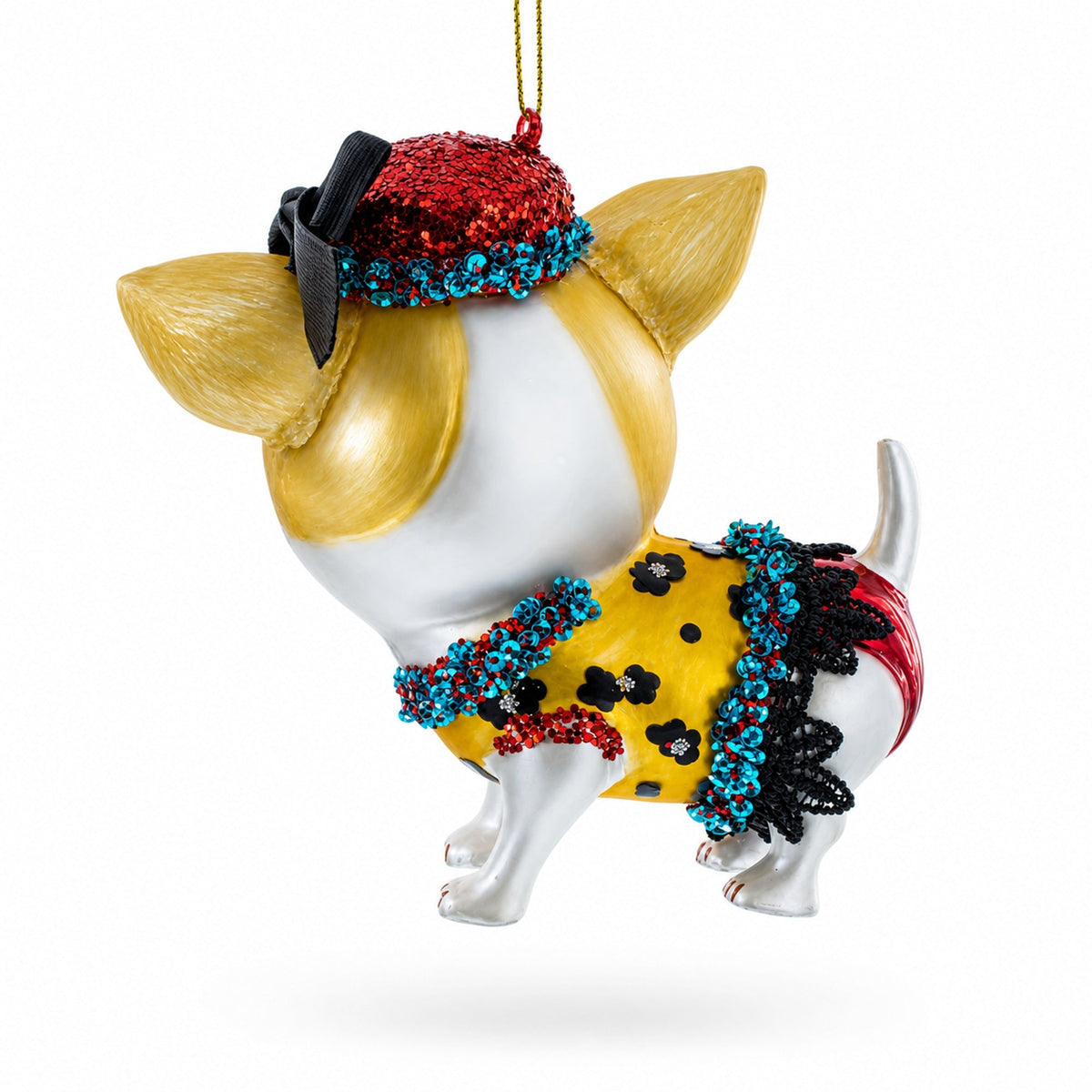 Chic Chihuahua Glass Christmas Ornament