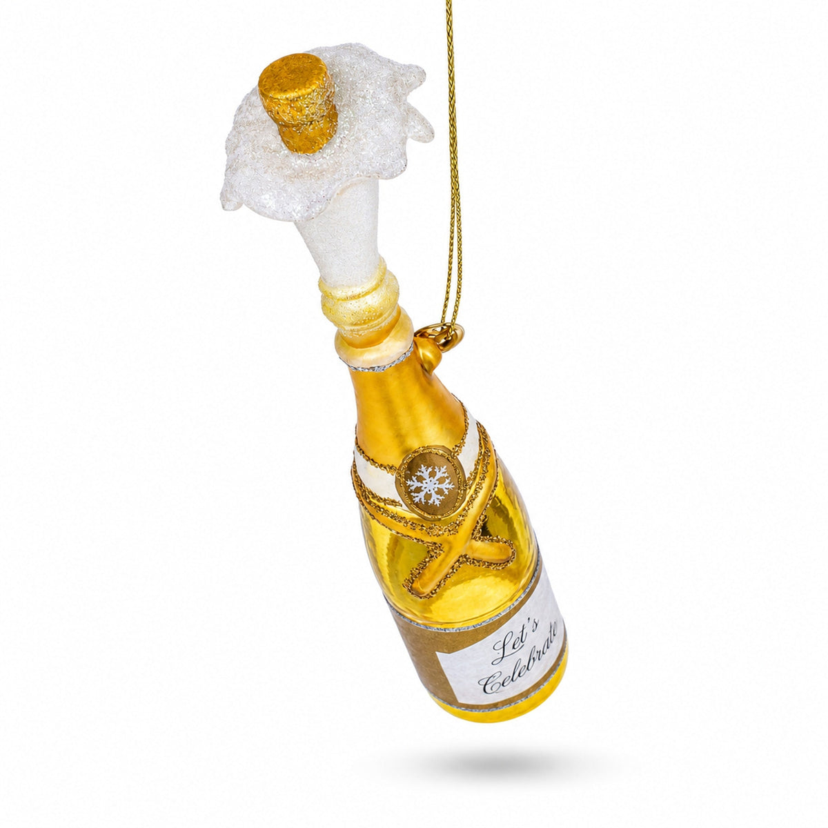 Champagne Bottle Pop Glass Christmas Ornament