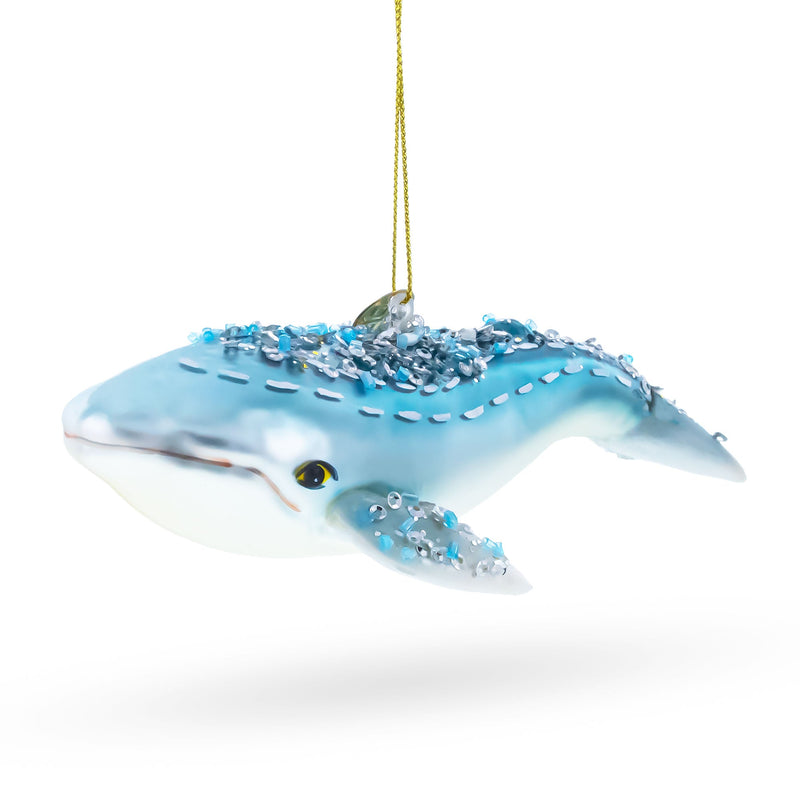 Blue Whale Glass Christmas Ornament