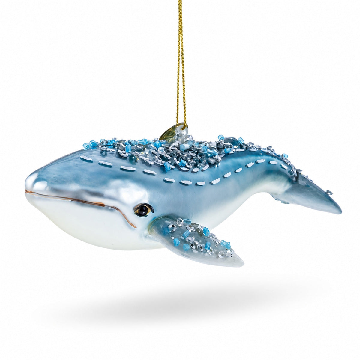 Blue Whale Glass Christmas Ornament