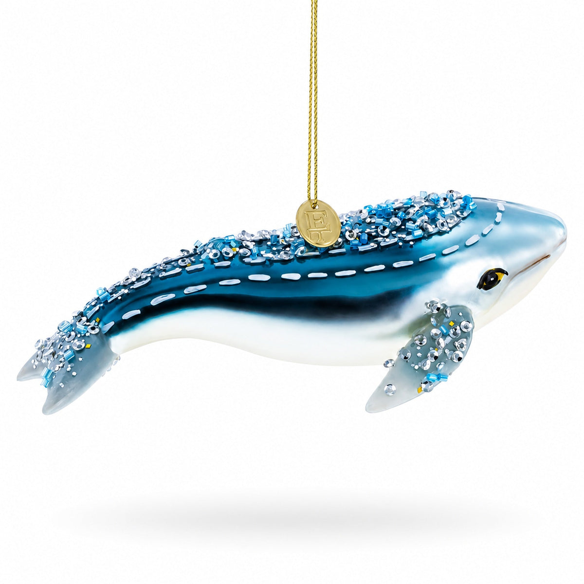 Blue Whale Glass Christmas Ornament