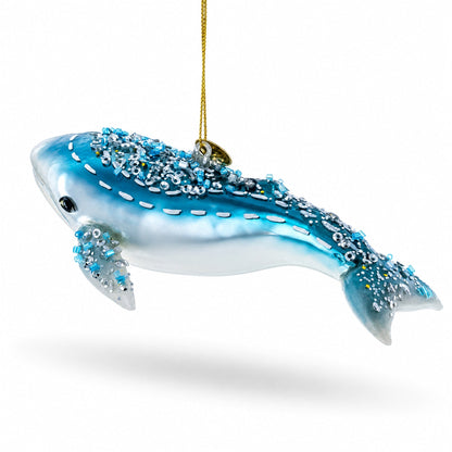 Blue Whale Glass Christmas Ornament