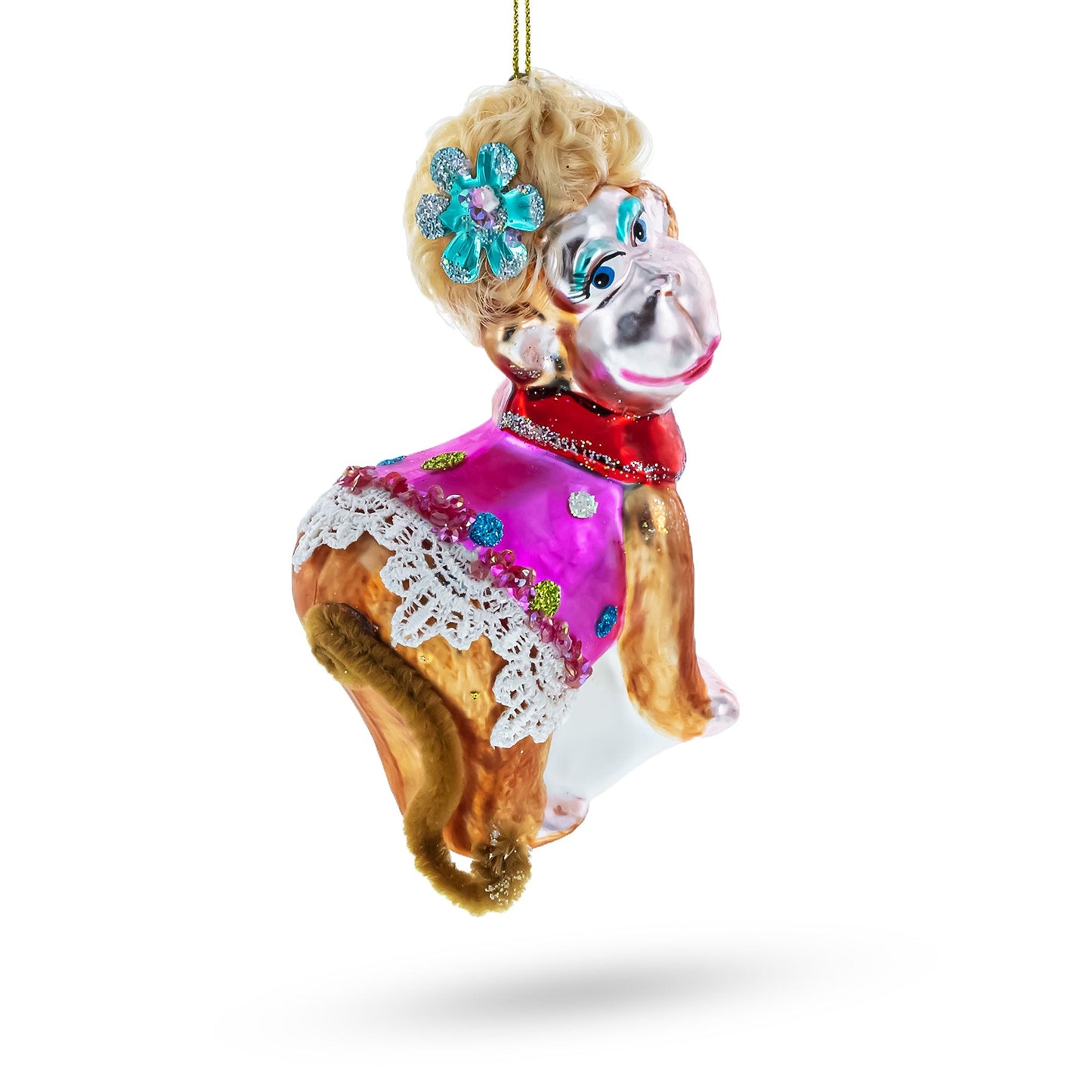 Monkey Glass Christmas Ornament