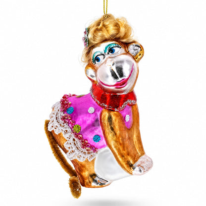 Monkey Glass Christmas Ornament