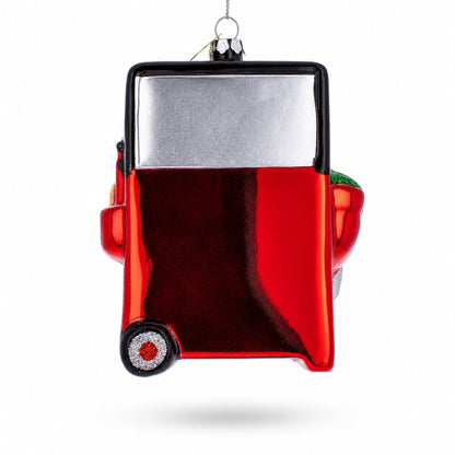 Red Barbecue Grill Glass Christmas Ornament