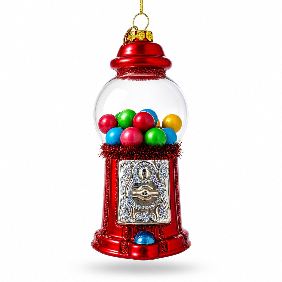 Candy Vending Machine Glass Christmas Ornament