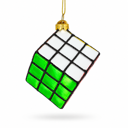 Magic Cube Glass Christmas Ornament