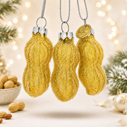 Trio of Peanuts Glass Christmas Ornament