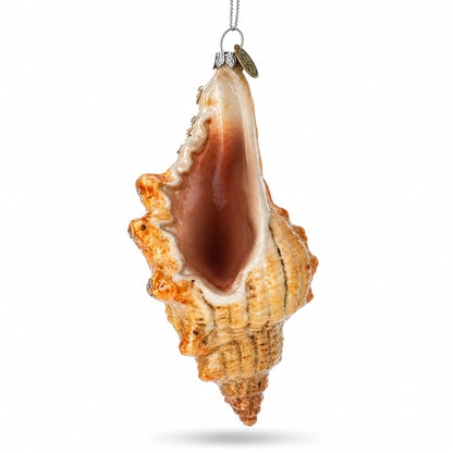Glittered Seashell Glass Christmas Ornament