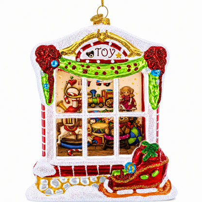 Winter Wonderland Toy House Glass Christmas Ornament