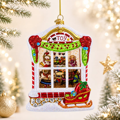 Winter Wonderland Toy House Glass Christmas Ornament