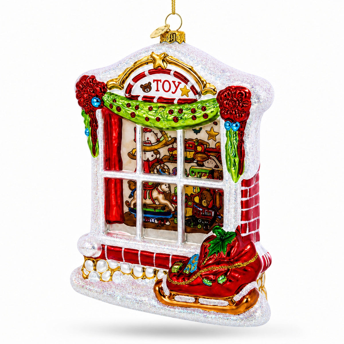 Winter Wonderland Toy House Glass Christmas Ornament