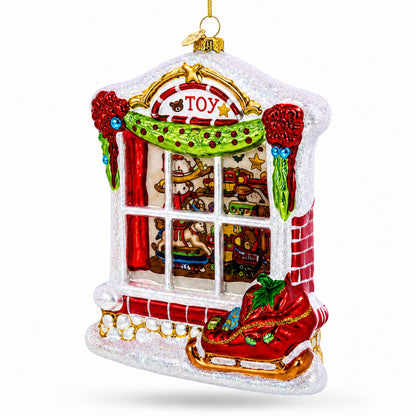 Winter Wonderland Toy House Glass Christmas Ornament