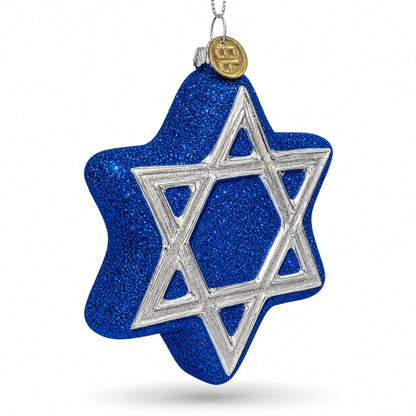 Jewish Star of David Glass Christmas Ornament