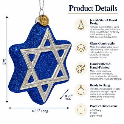 Jewish Star of David Glass Christmas Ornament
