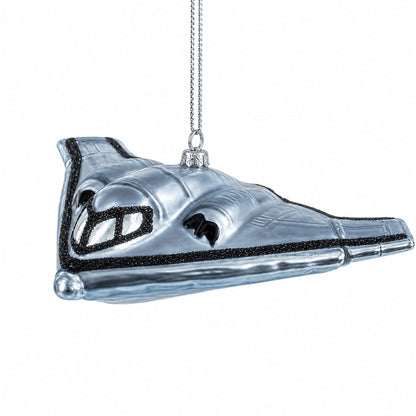 Sleek Stealth Bomber B-2 Glass Christmas Ornament