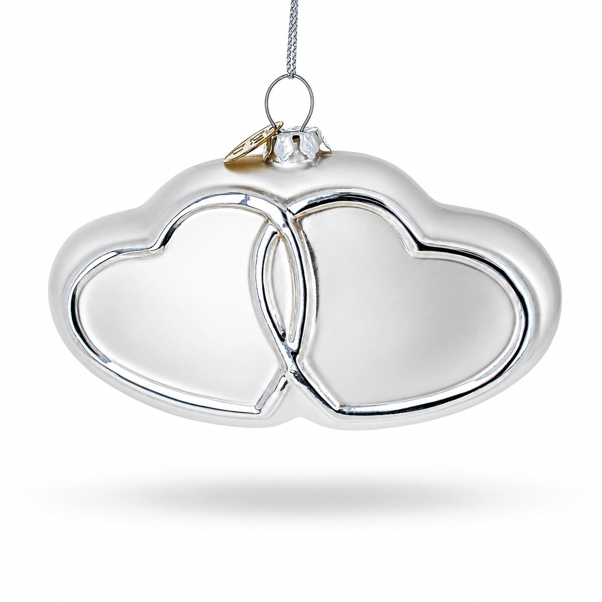 Linked Silver Hearts Glass Christmas Ornament