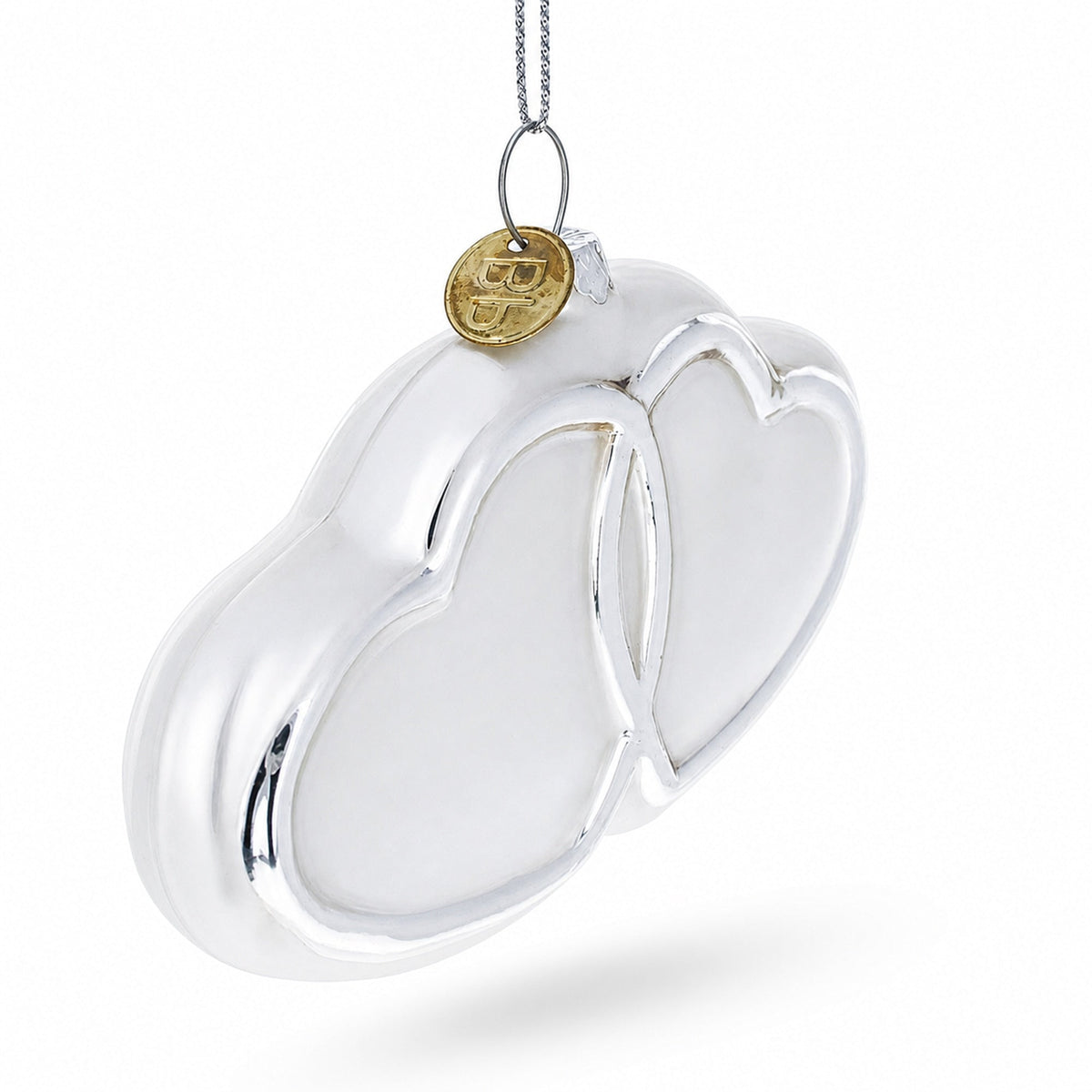 Linked Silver Hearts Glass Christmas Ornament