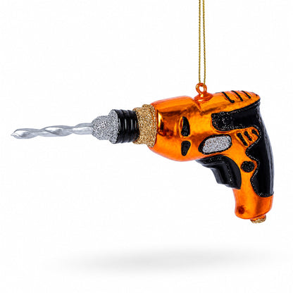 Power Drill Tool Glass Christmas Ornament