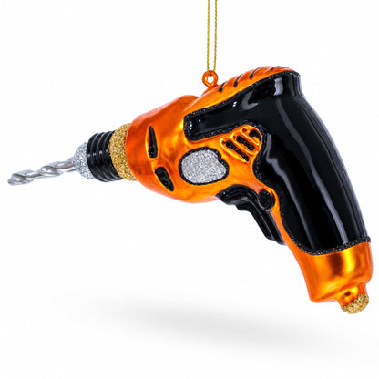 Power Drill Tool Glass Christmas Ornament