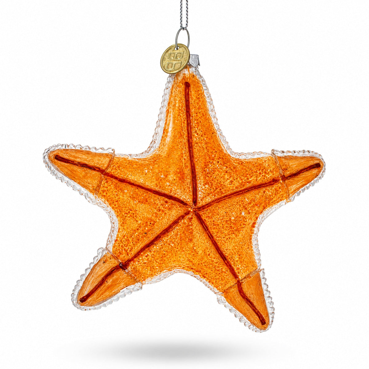 Glittered Starfish Glass Christmas Ornament