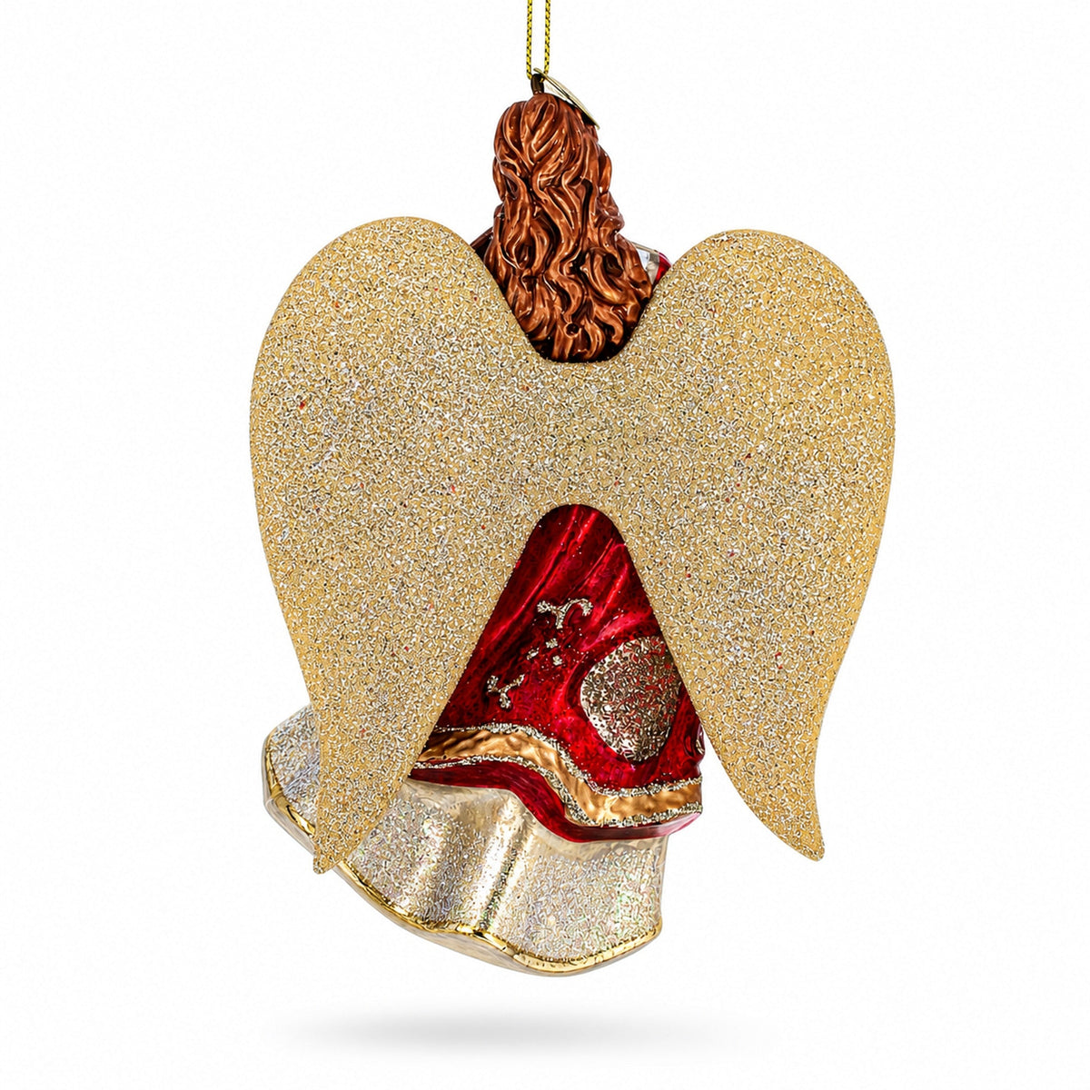 Angel Playing Violin Glass Christmas Ornament
