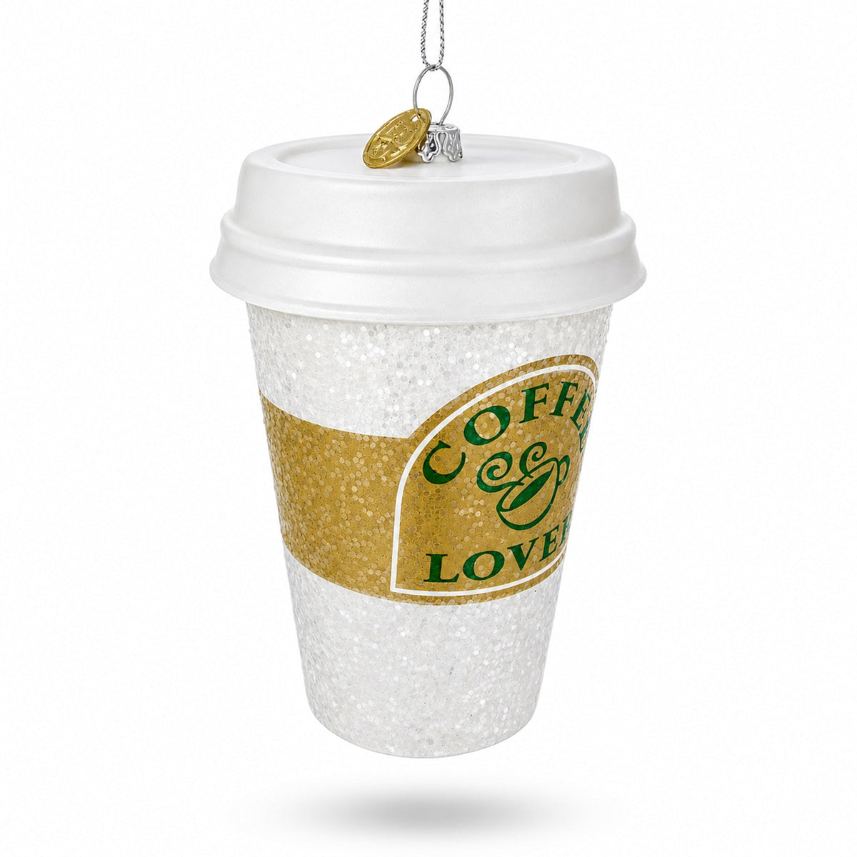 Coffee Lover's Cup Glass Christmas Ornament