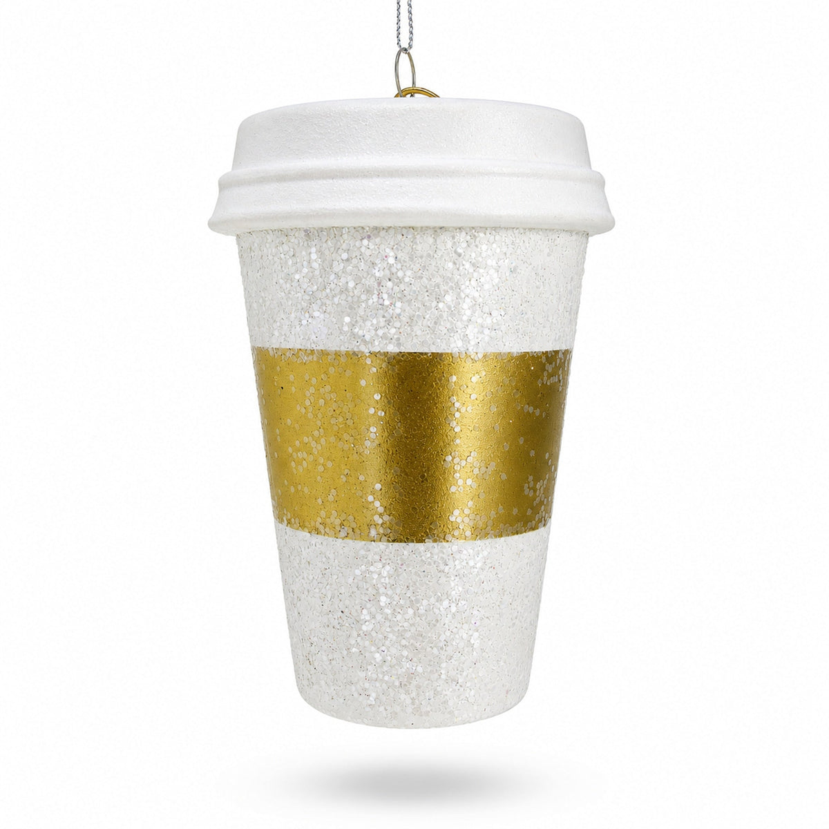 Coffee Lover's Cup Glass Christmas Ornament