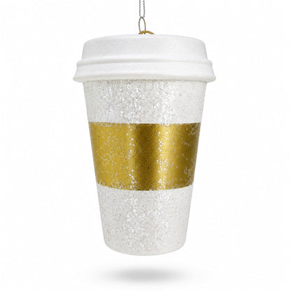 Coffee Lover's Cup Glass Christmas Ornament