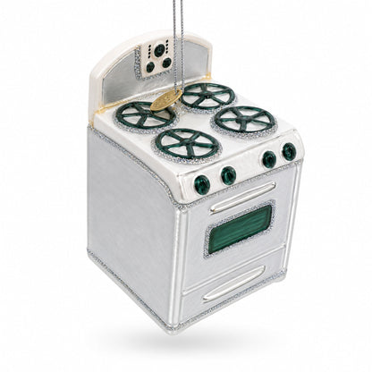 Silver Oven Stove Range Glass Christmas Ornament