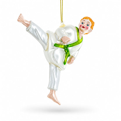 Judo Martial Arts Glass Christmas Ornament