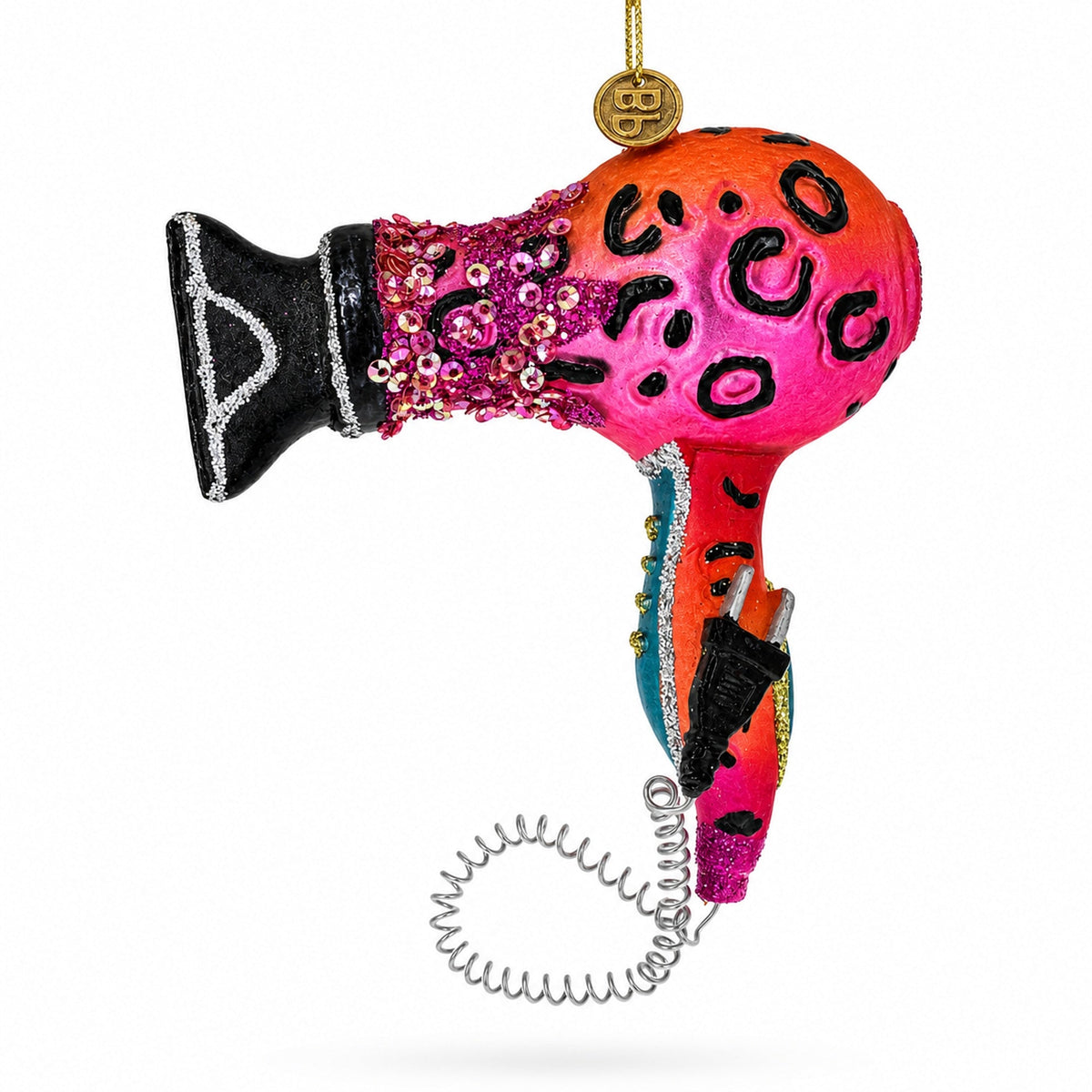 Sleek Hair Dryer Glass Christmas Ornament