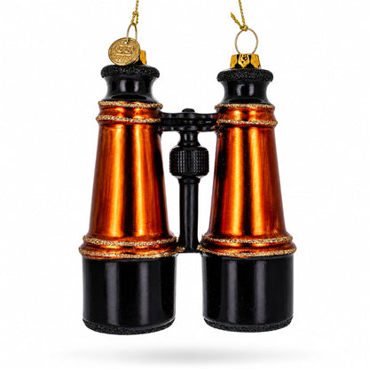 Adventurous Binoculars Glass Christmas Ornament