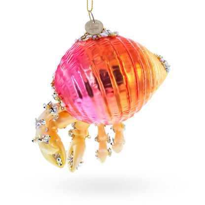 Orange Crab Glass Christmas Ornament