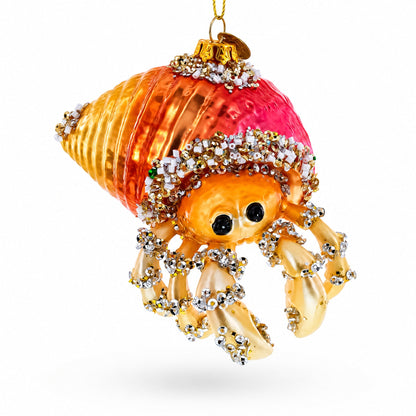 Orange Crab Glass Christmas Ornament