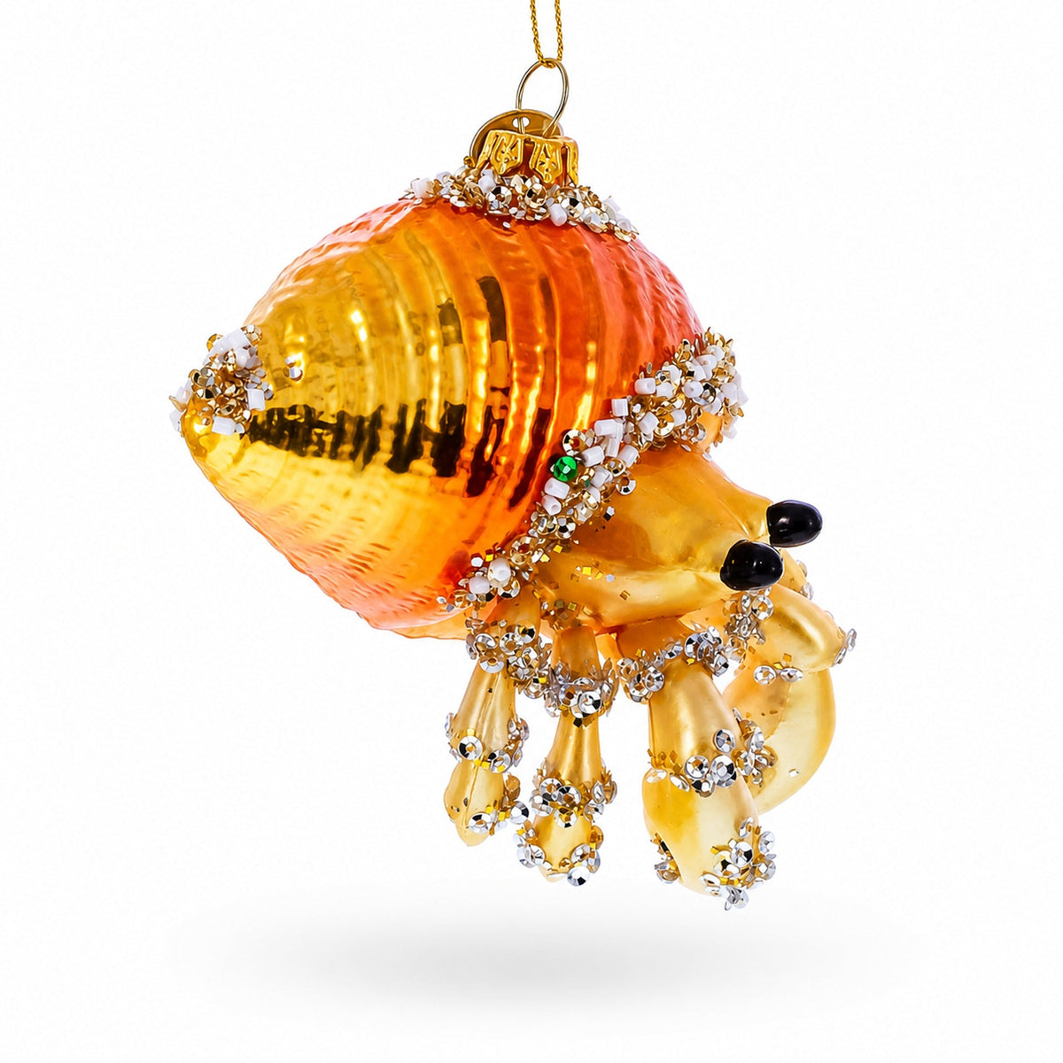 Orange Crab Glass Christmas Ornament