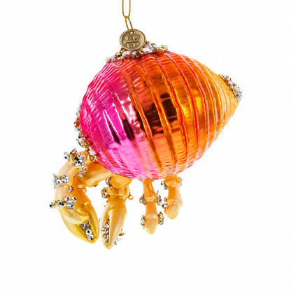 Orange Crab Glass Christmas Ornament