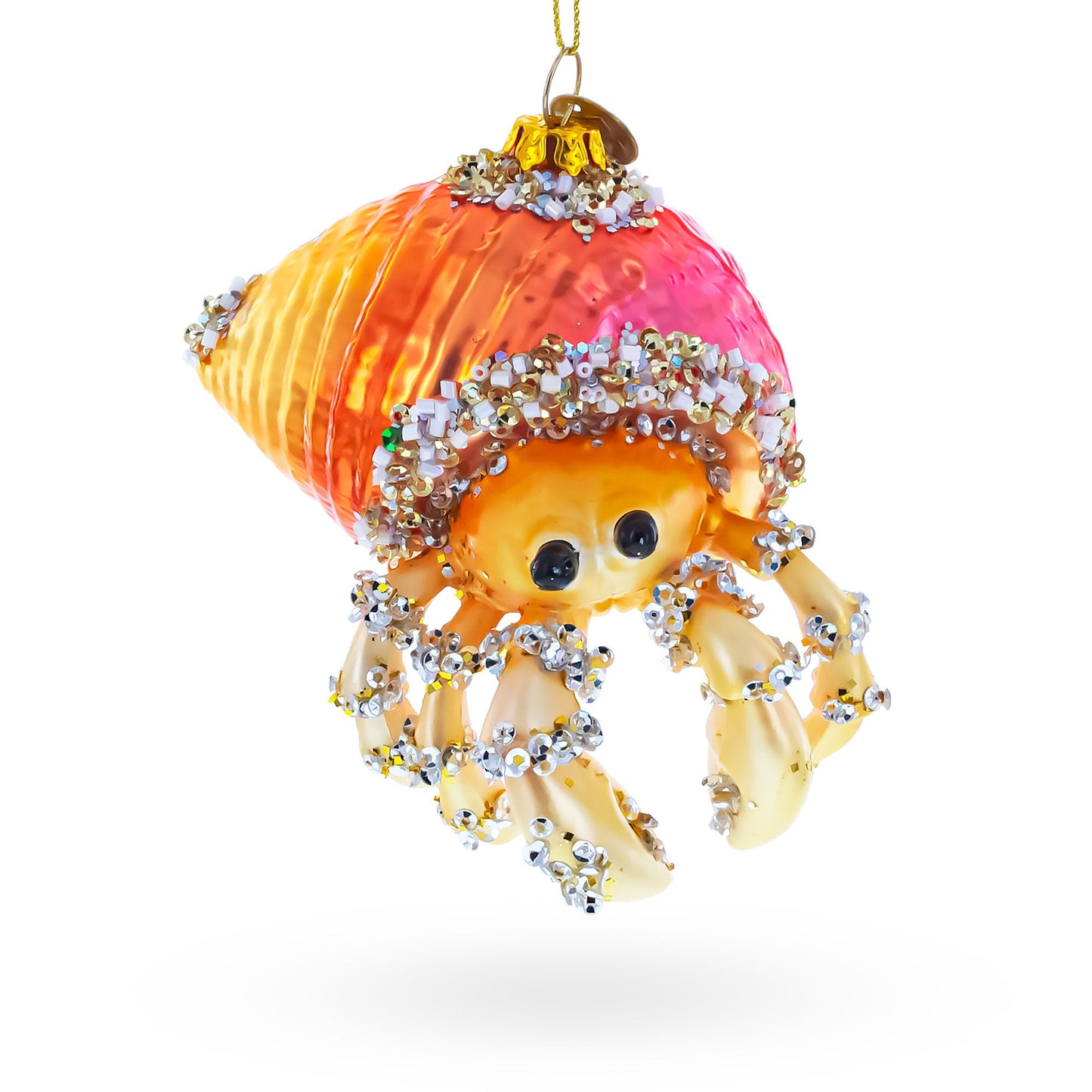 Orange Crab Glass Christmas Ornament