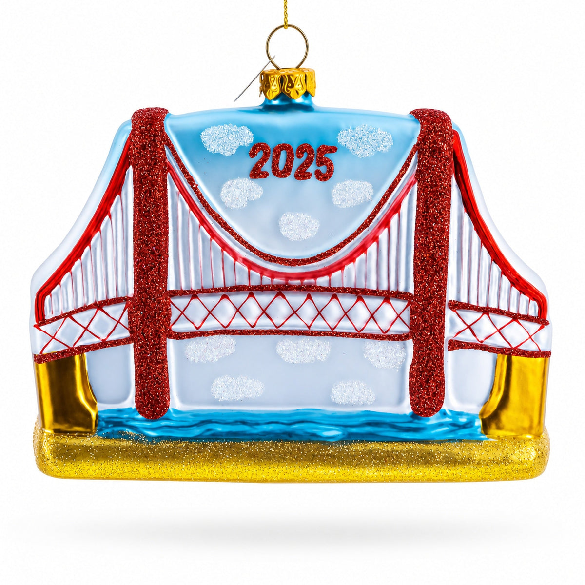 Golden Gate Bridge, San Francisco, California Glass Christmas Ornament