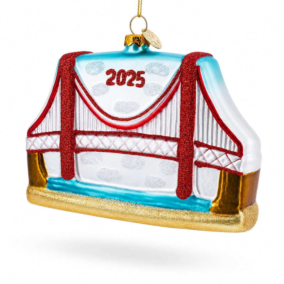 Golden Gate Bridge, San Francisco, California Glass Christmas Ornament