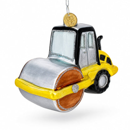 Road Roller Blown Glass Christmas Ornament