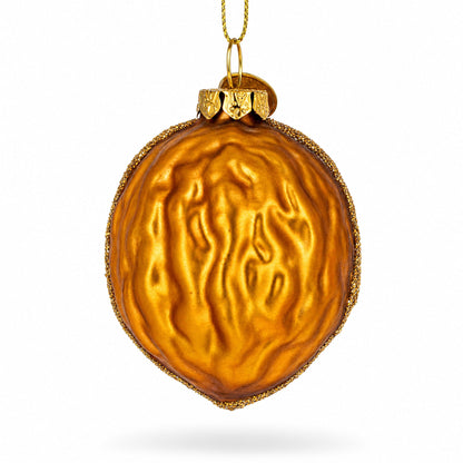 Glittered Walnut Glass Christmas Ornament