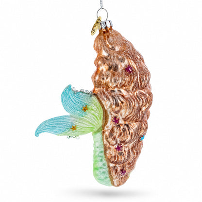 Mermaid and Fish Glass Christmas Ornament